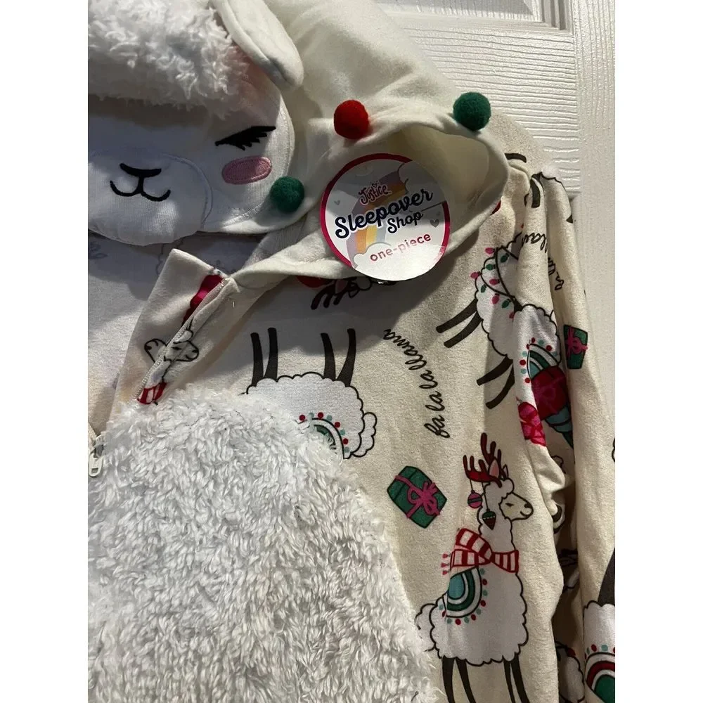 NWT Justice Christmas‎ Llama One Piece Sleep Over Outfit Size Girls 18 Plus